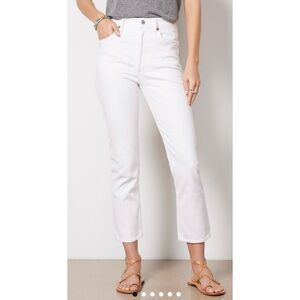 AGOLDE White Denim Riley Crop Jeans